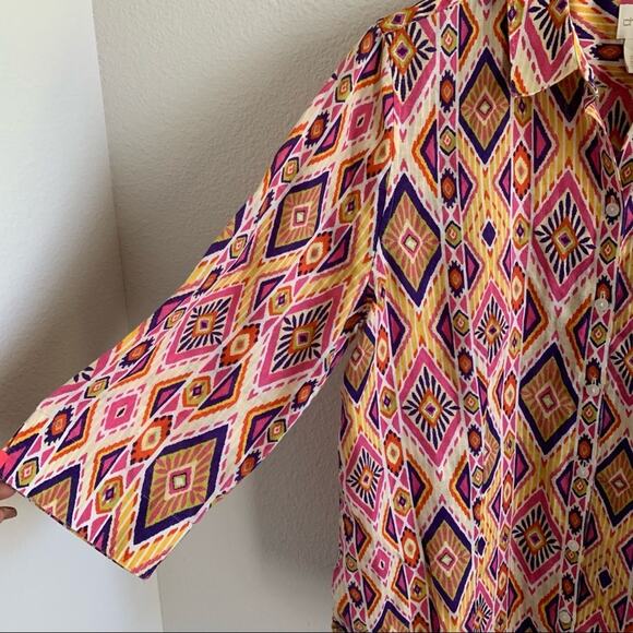 Chico's No Iron 100% Linen Geometric Top Chico's 2 - Large - Picture 4 of 12